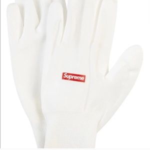 Supreme white rubberized gloves